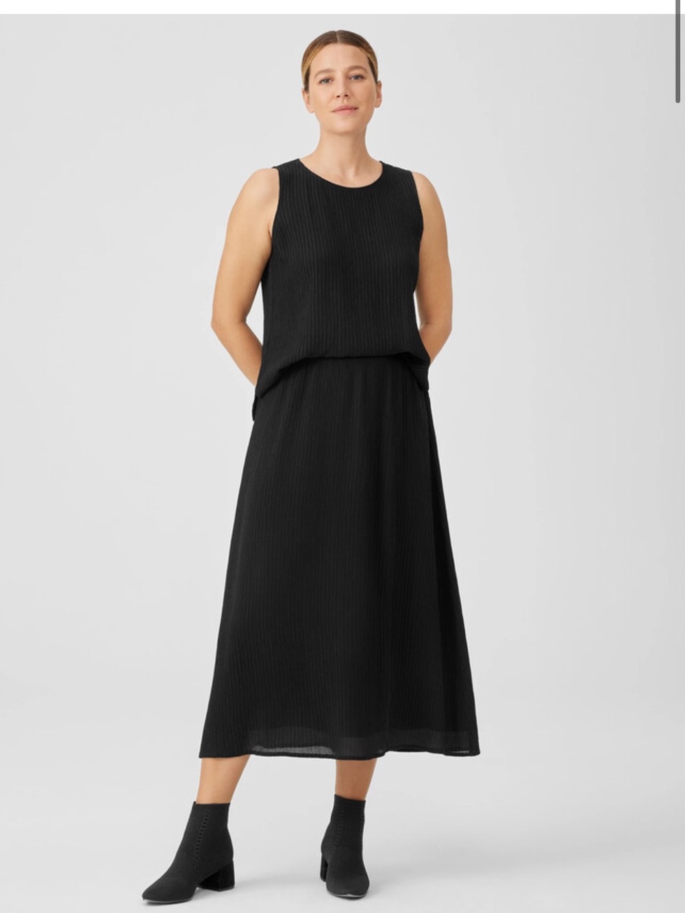 NWT Eileen Fisher Accordion Silk Jacquard Skirt
